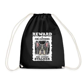 Französische Bulldogge Reward for Catching Lustig - Turnbeutel - Schwarz - Vorne