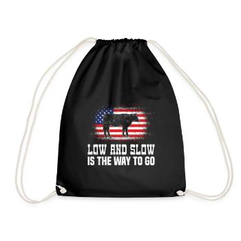 Fun BBQ LOW AND SLOW THE WAY TO GO Barbecue - Drawstring Bag - black - Front