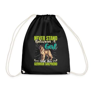 Hundemama NEVER STAND BETWEEN A GIRL AND GERMAN - Turnbeutel - Schwarz - Vorne