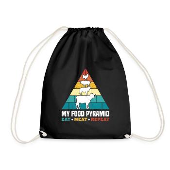 Pyramide alimentaire carnivore drôle manger de la viande répéter - Sac de sport léger - noir - Devant