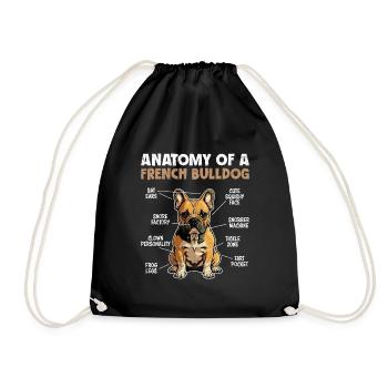 Anatomy of a French Bulldog - Drawstring Bag - black - Front