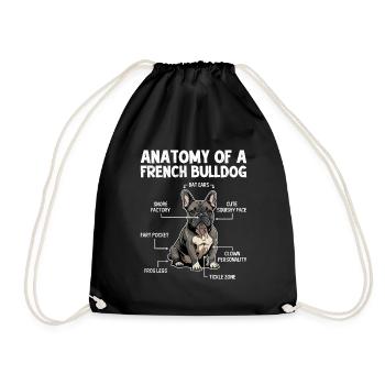 Anatomy of a French Bulldog - Drawstring Bag - black - Front