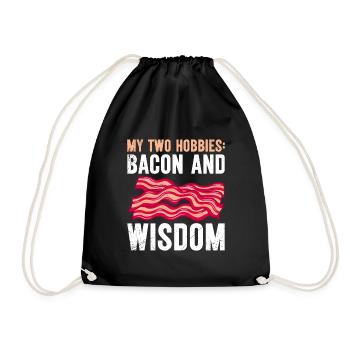 Carnivore My Two Hobbies Bacon and Wisdom - Drawstring Bag - black - Front