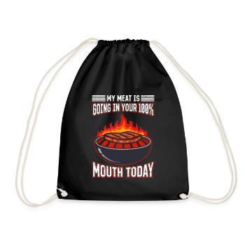 Barbecue Meat Lands in Your Mouth Today - Drawstring Bag - black - Front