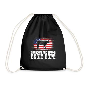 Barbecue USA Charcoal and Smoke Bring Hope - Drawstring Bag - black - Front