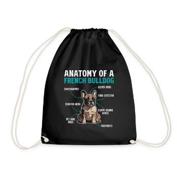 Anatomy of a French Bulldog - Drawstring Bag - black - Front