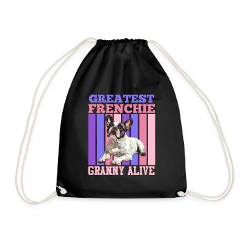 Bouledogue français Plus grande grand-mère Frenchie - Sac de sport léger - noir - Devant