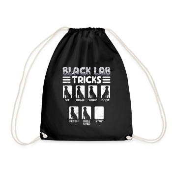 Labrador Funny BLACK LAB TRICKS Stubborn Labrador - Drawstring Bag - black - Front