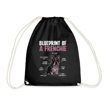 French Bulldog Blueprint of a Frenchie - Drawstring Bag - black - Front