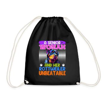 Rottie SENIOR WOMAN AND HER ROTTWEILER UNBEATABLE - Drawstring Bag - black - Front