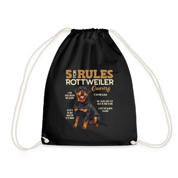 Rottie Besitzer DIE 5 ROTTWEILER REGELN Rottweiler - Turnbeutel - Schwarz - Vorne