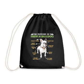 Frenchie ANATOMY OF A FRENCH BULLDOG Funny - Drawstring Bag - black - Front