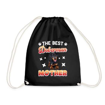 Doberman Women BEST DOBERMAN MOM Funny - Drawstring Bag - black - Front