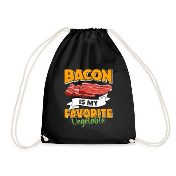 Anti Vegan BACON IS MY FAVORITE VEGETABLE Funny - Drawstring Bag - black - Front