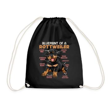 Rottie BLUEPRINT OF A ROTTWEILER Besitzer Lustiges - Turnbeutel - Schwarz - Vorne