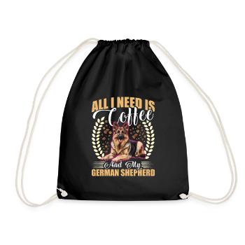 Dog owners ALL I NEED IS COFFEE AND ENGLISH - Drawstring Bag - black - Front