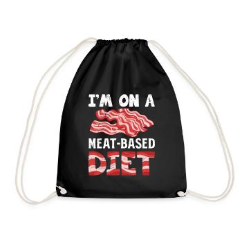 Meat Lovers On A Meat-Based Diet Funny - Drawstring Bag - black - Front