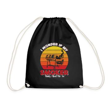 BARBECUE I WONDER IF MY SMOKER THINKS ABOUT ME - Drawstring Bag - black - Front