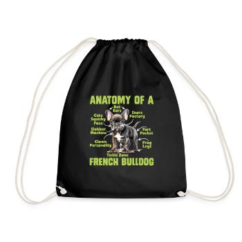 Anatomy of a FRENCH BULLDOG Lustiges Frenchie - Drawstring Bag - black - Front
