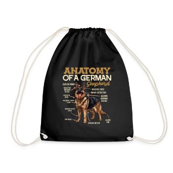 Anatomie des Deutschen Schäferhundes Lustiges - Turnbeutel - Schwarz - Vorne