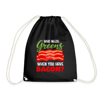 Drôle de mangeur de viande qui a besoin de légumes verts Avoir du bacon - Sac de sport léger - noir - Devant