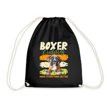 Deutscher Boxer KUSCHELN MIT EINEM BOXER BESSER - Turnbeutel - Schwarz - Vorne