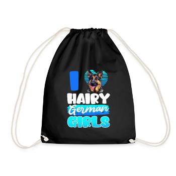 German Shepherd I LOVE HAIRY GERMAN GIRLS - Drawstring Bag - black - Front