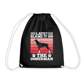 Propriétaire de doberman EN RETARD ? LA FAUTE AU DOBERMAN - Sac de sport léger - noir - Devant