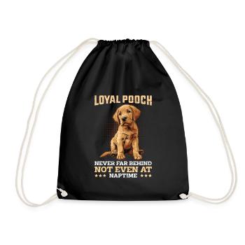 Labrador Loyal Pooch Never Far Funny Labrador - Drawstring Bag - black - Front