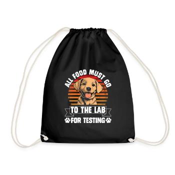 Labrador Funny ALL FOOD MUST GO FOR LAB TESTING - Drawstring Bag - black - Front