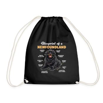 Newfie Dog BLUEPRINT OF A NEWFOUNDLAND Funny - Drawstring Bag - black - Front