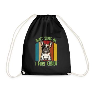 French Bulldog DON'T SCARE ME I FART - Drawstring Bag - black - Front