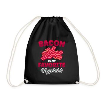 Anti Vegan Bacon is my Favorite Vegetable Lustiges - Drawstring Bag - black - Front