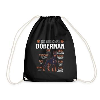 DOBERMAN Bauplan Lustiges Doberman Hundebesitzer - Turnbeutel - Schwarz - Vorne