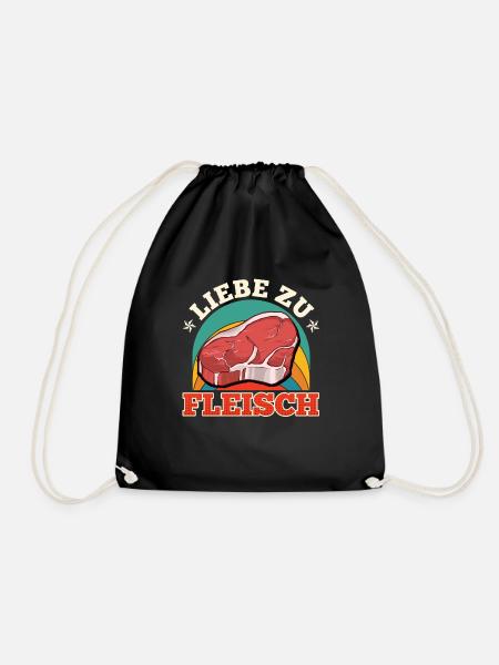 Fleischfresser LIEBE ZU FLEISCH Fleisch Fan - Turnbeutel - Schwarz