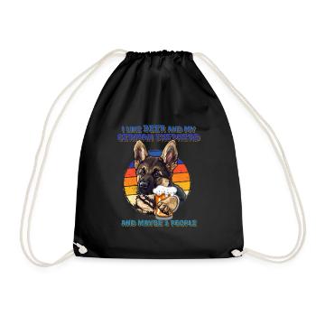 Schäferhund LIKE BEER AND GERMAN SHEPHERD - Drawstring Bag - black - Front