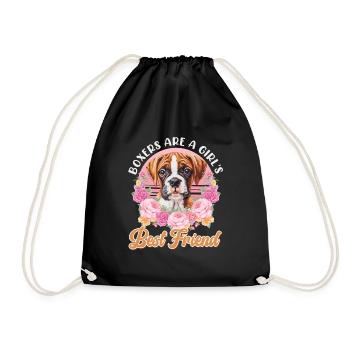 BOXERS ARE A GIRL'S BEST FRIEND Hundemama Deutsche - Turnbeutel - Schwarz - Vorne