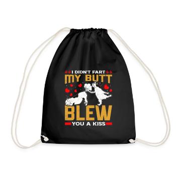 Frenchie DID'T FART MY BUTT BLEW YOU A KISS Lustig - Drawstring Bag - black - Front