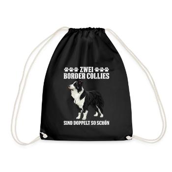 Border Collie 2 BORDER COLLIES ARE TWICE AS BEAUTIFUL - Drawstring Bag - black - Front