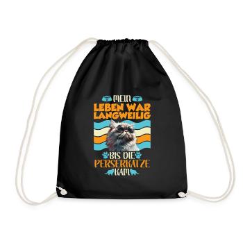 Persian Cats MY LIFE WAS BORING UNTIL THE END OF THE DAY - Drawstring Bag - black - Front