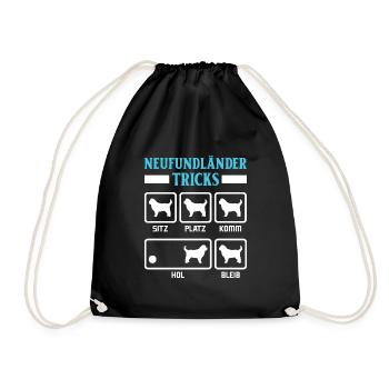 NEWFOUNDLAND TRICKS Funny Newfie Dog Owner - Drawstring Bag - black - Front