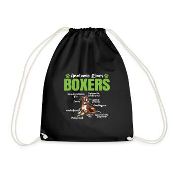 ANATOMIE EINES BOXERS Lustiges Deutscher Boxer - Turnbeutel - Schwarz - Vorne