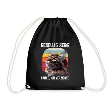 Maine Coon Cat BE SOCIABLE? THANK YOU. WAIVERS - Drawstring Bag - black - Front