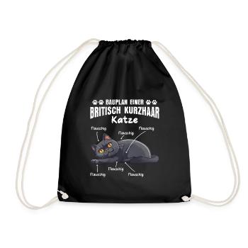 British Shorthair BLUEPRINT OF A BRITISH SHORTHAIR - Drawstring Bag - black - Front