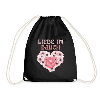 Pregnant LOVE IN THE BELLY Expectant mothers - Drawstring Bag - black - Front