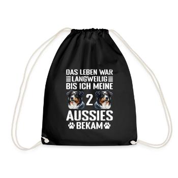 Australian Shepherd UNTIL I GOT MY 2 AUSSIES - Drawstring Bag - black - Front