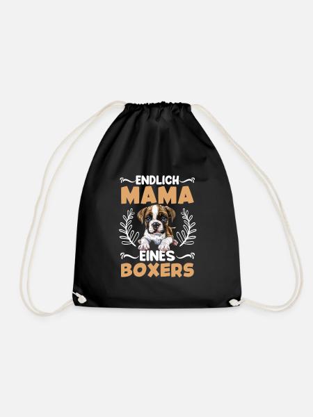 Hundemama ENDLICH MAMA EINES BOXERS Deutscher - Turnbeutel - Schwarz