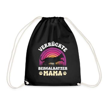 Bengalkatze VERRÜCKTE BENGALKATZEN MAMA Lustiges - Turnbeutel - Schwarz - Vorne