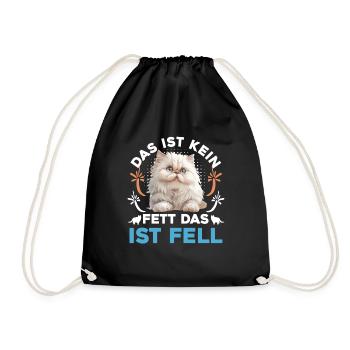 Katzenbesitzer KEIN FETT DAS IST FELL Lustiges - Turnbeutel - Schwarz - Vorne