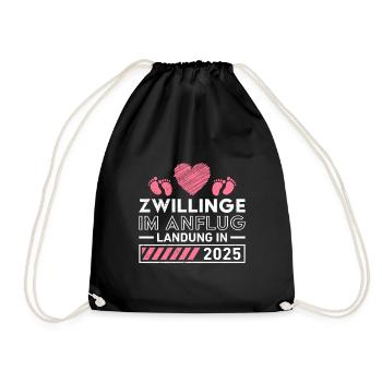ZWILLINGE IM ANFLUG LANDUNG 2025 Schwangerschaft - Turnbeutel - Schwarz - Vorne